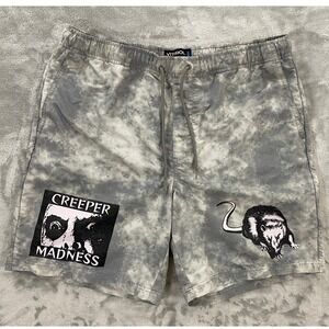 Vitriol Creeper Madness Graphic Shorts Mens Large Grey Tie Dye Streetwear Rat L